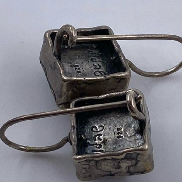 Didae Designer Signed Sterling Silver Dangle Black Stone Earrings - Picture 6 of 6